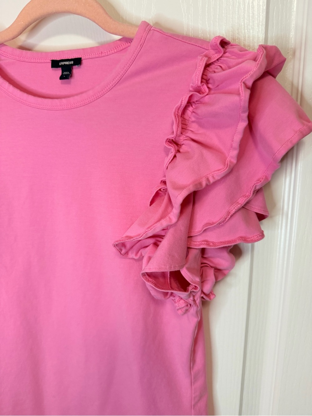 Express Pink Ruffle Sleeve Tee - Picture 3 of 4